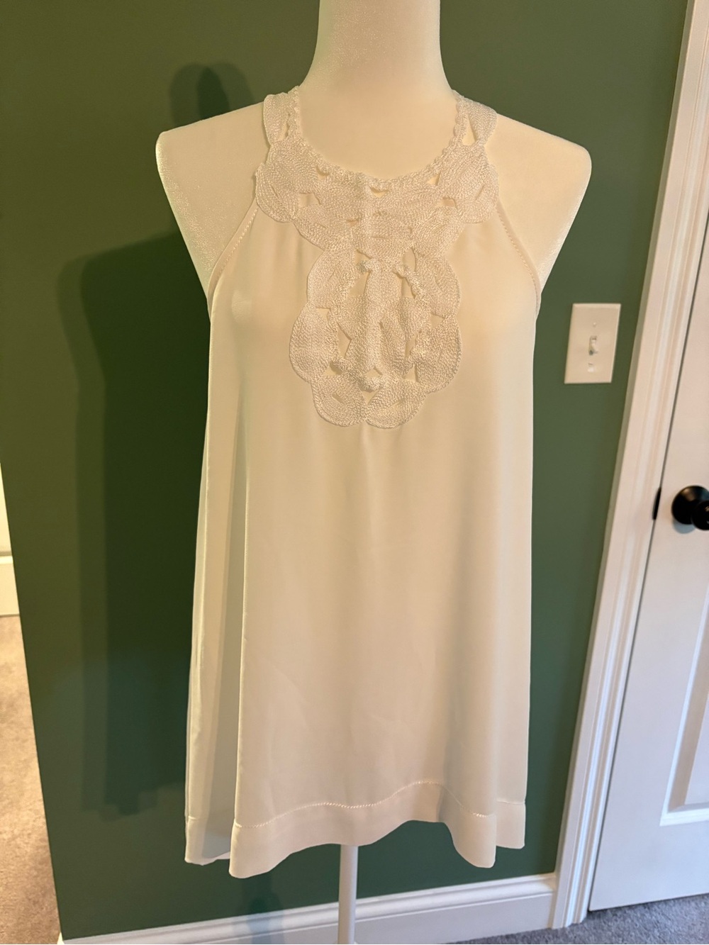 White Lace Detail Sleeveless Top